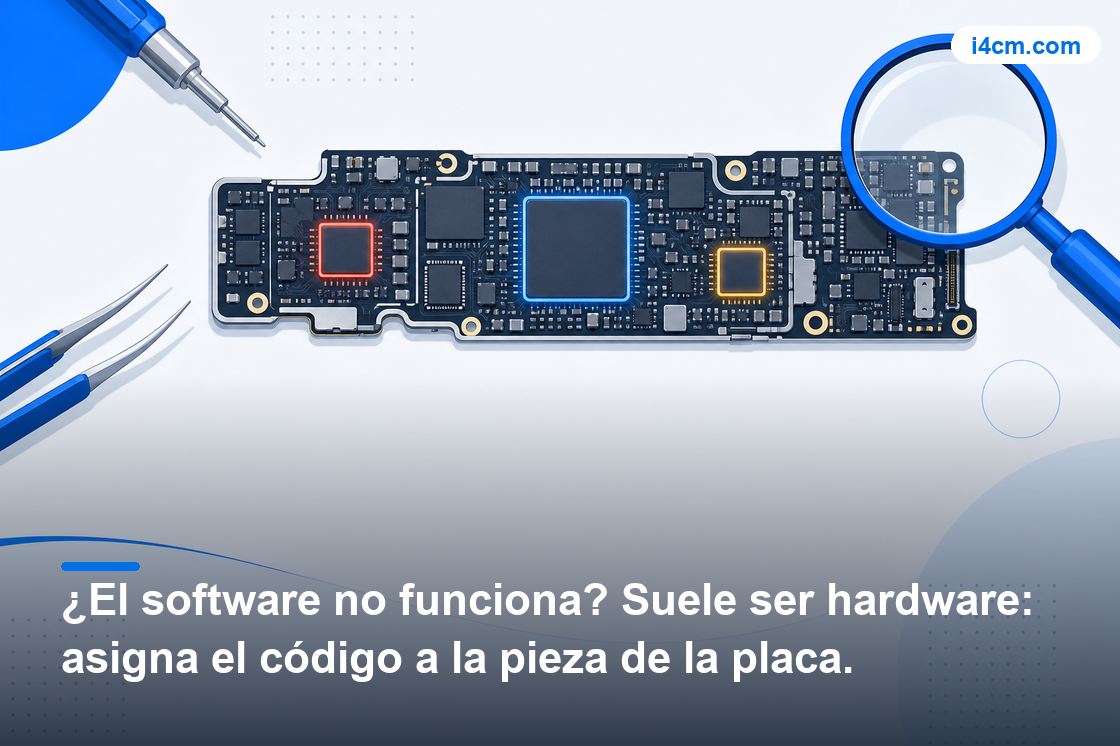 Esquema de zonas de la placa del iPhone según el código de error