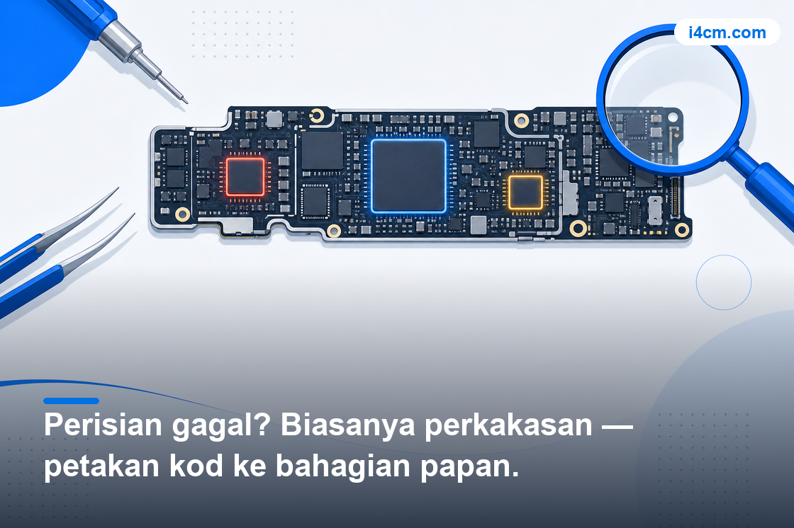 Rajah zon papan logik iPhone mengikut kod ralat
