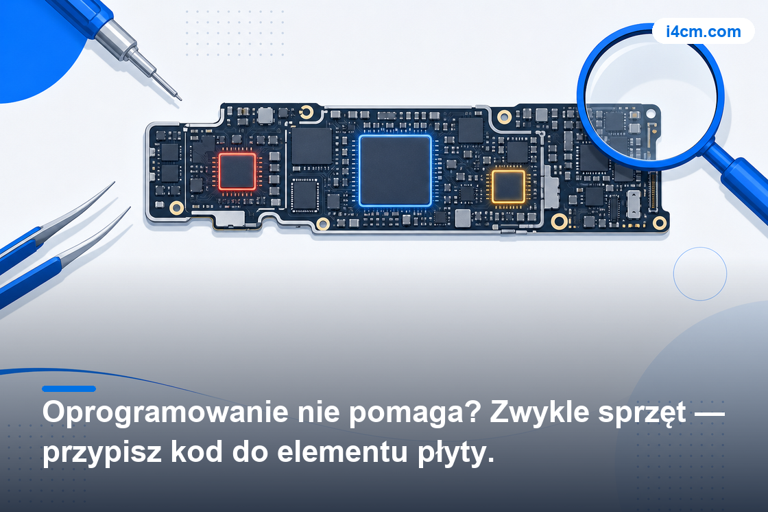 Schemat stref płyty głównej iPhone'a według kodu błędu