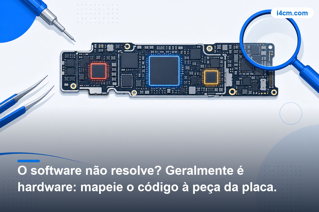 Esquema das zonas da placa-mãe do iPhone conforme o código de erro
