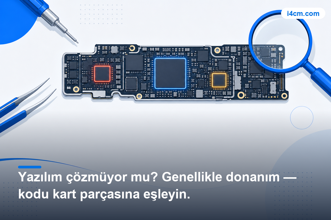 Hata koduna göre iPhone anakart bölgeleri şeması