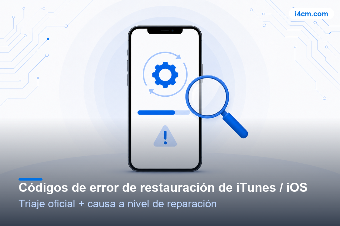 Ilustración de la herramienta de diagnóstico de códigos de error de restauración de iTunes