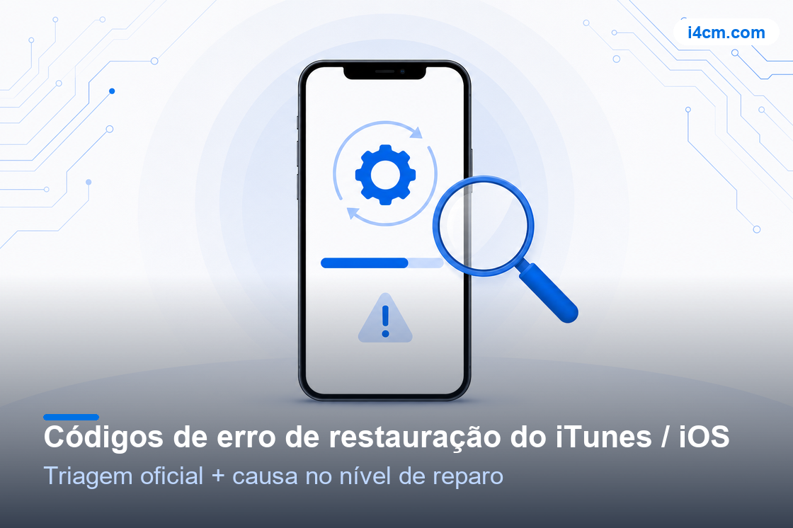 Ilustração da ferramenta de diagnóstico de códigos de erro de restauração do iTunes