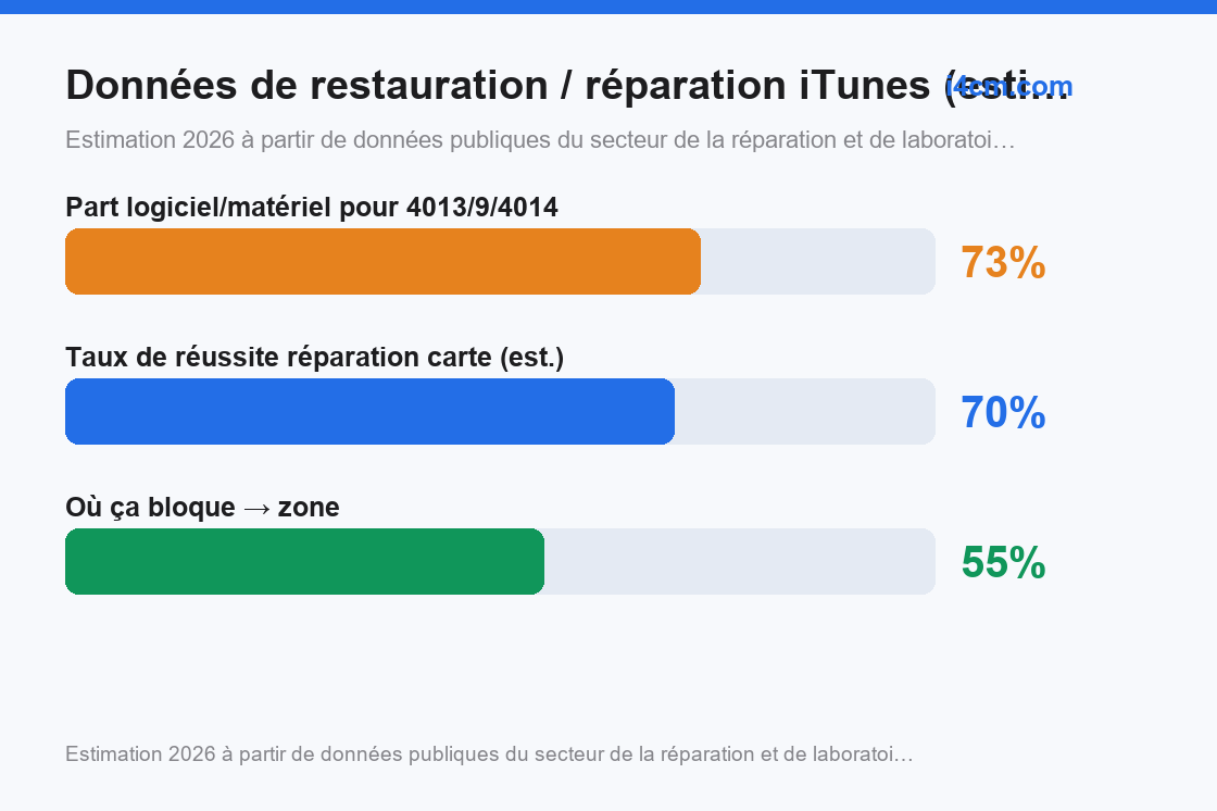 Part logiciel/matériel des codes d'erreur et taux de réussite de réparation carte, estimation 2026